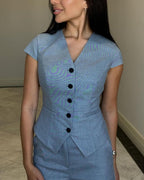 Isolia - V-neck top and pants set