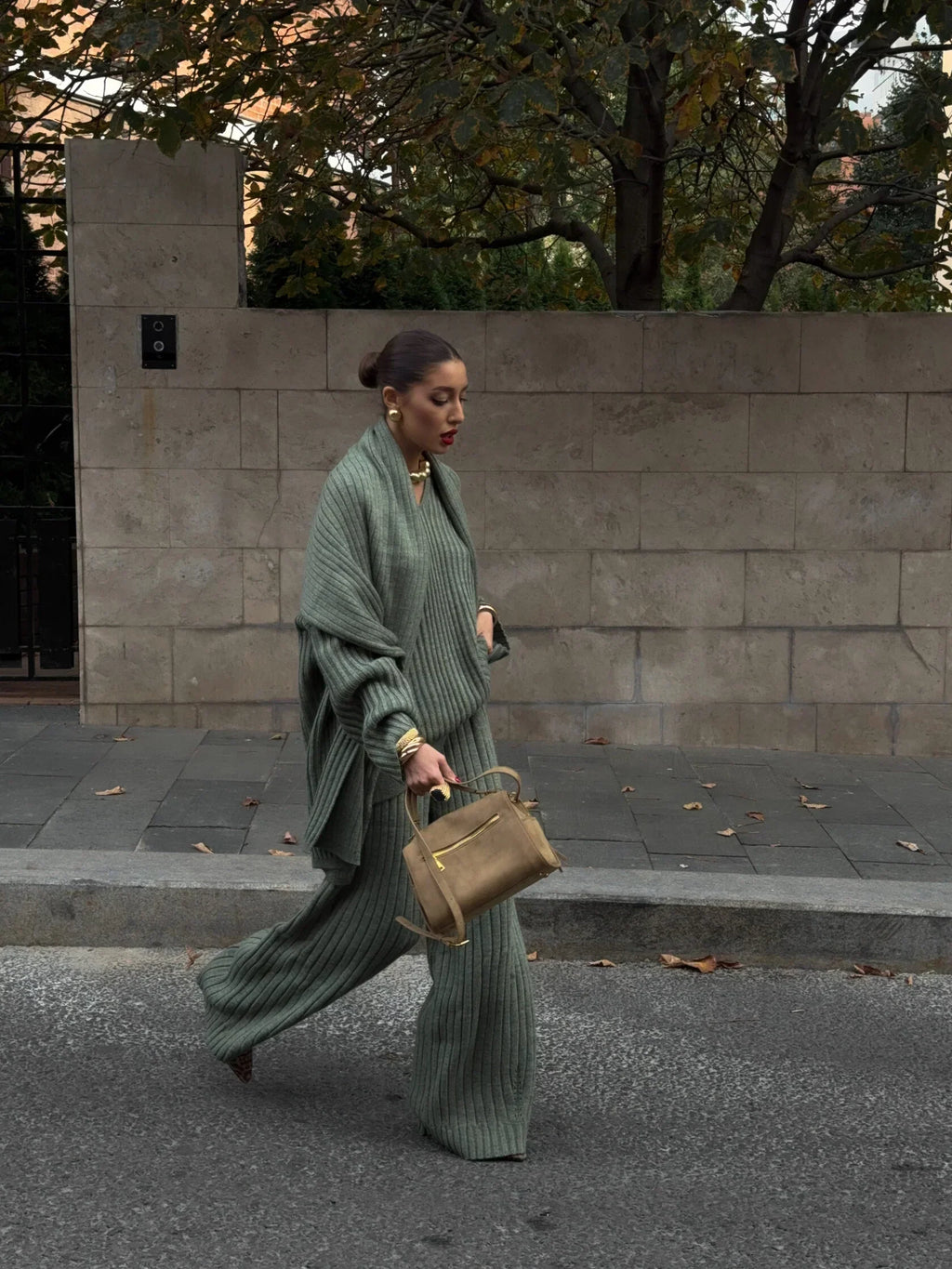 Jeannie - Burgundy set with sweater and wide leg pants