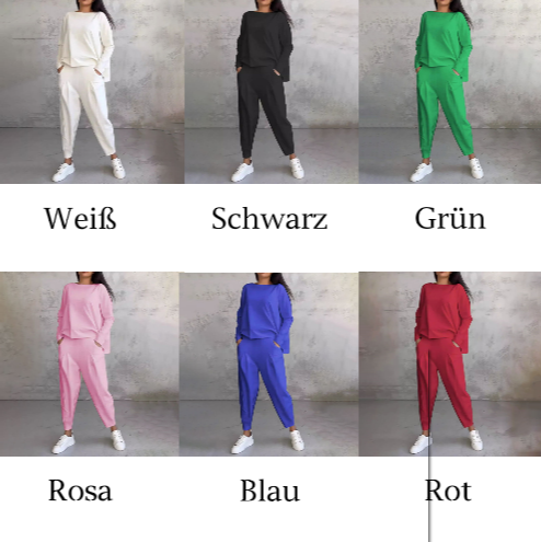 Ophélie - Long Sleeves with Round Neck &amp; Pants 2 Piece Set