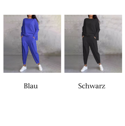 Ophélie - Long Sleeves with Round Neck &amp; Pants 2 Piece Set