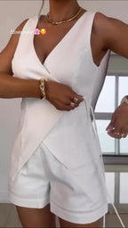 Nolene - Chic Cordinato Set with Wrap Top and Shorts