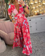 Isabeau - Comfortable Long Dress with V-Neck and Pockets