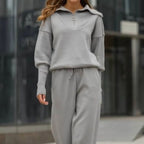 Rie - Women's Knitted Half Zip Sports Set
