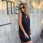 Noelia - Women's Sleeveless Button-Up V-Neck Dress