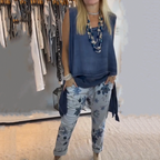 Oriane - Women's Two-Piece Set: Sleeveless Top and Printed Pants