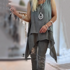 Oriane - Women's Two-Piece Set: Sleeveless Top and Printed Pants