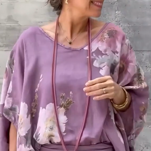Régine - 2 Piece Loose Printed Chiffon Set