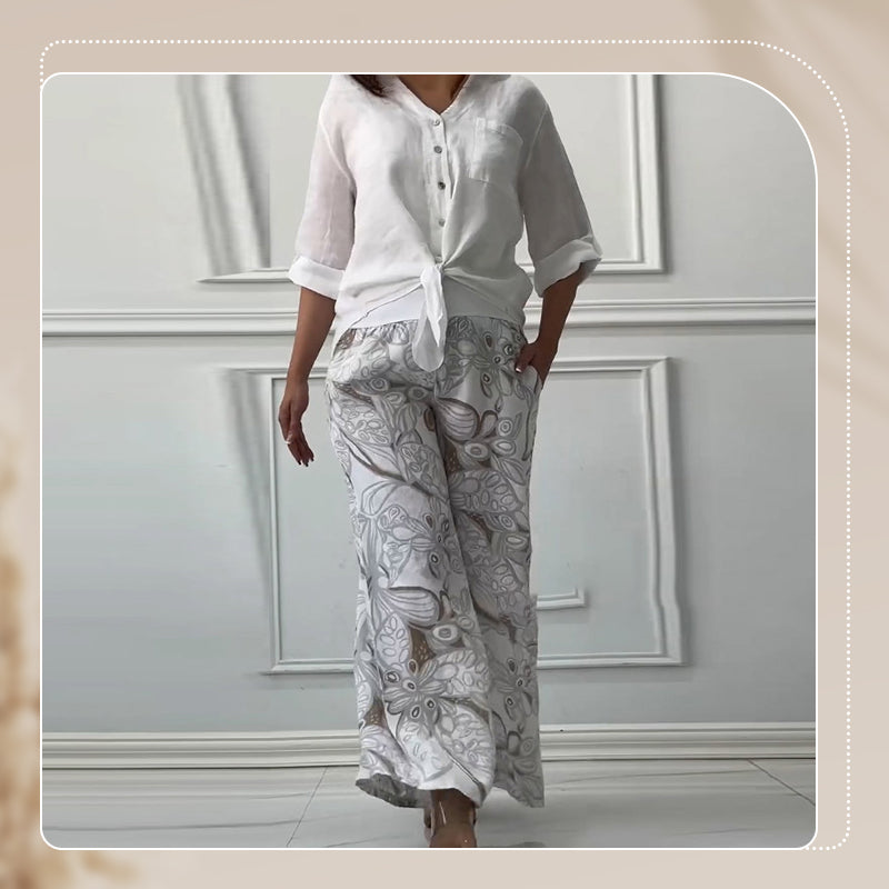 Penelope - Two-Piece Cardigan and High-Waisted Pants Set