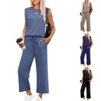 Isa - Women's Casual Sleeveless Top with Wide Leg Pants