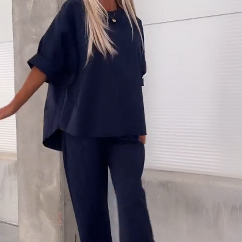 Ilina - Two Piece Set Short Sleeve Top and Pants