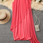 Sorayae - Sleeveless Asymmetrical Mesh Dress